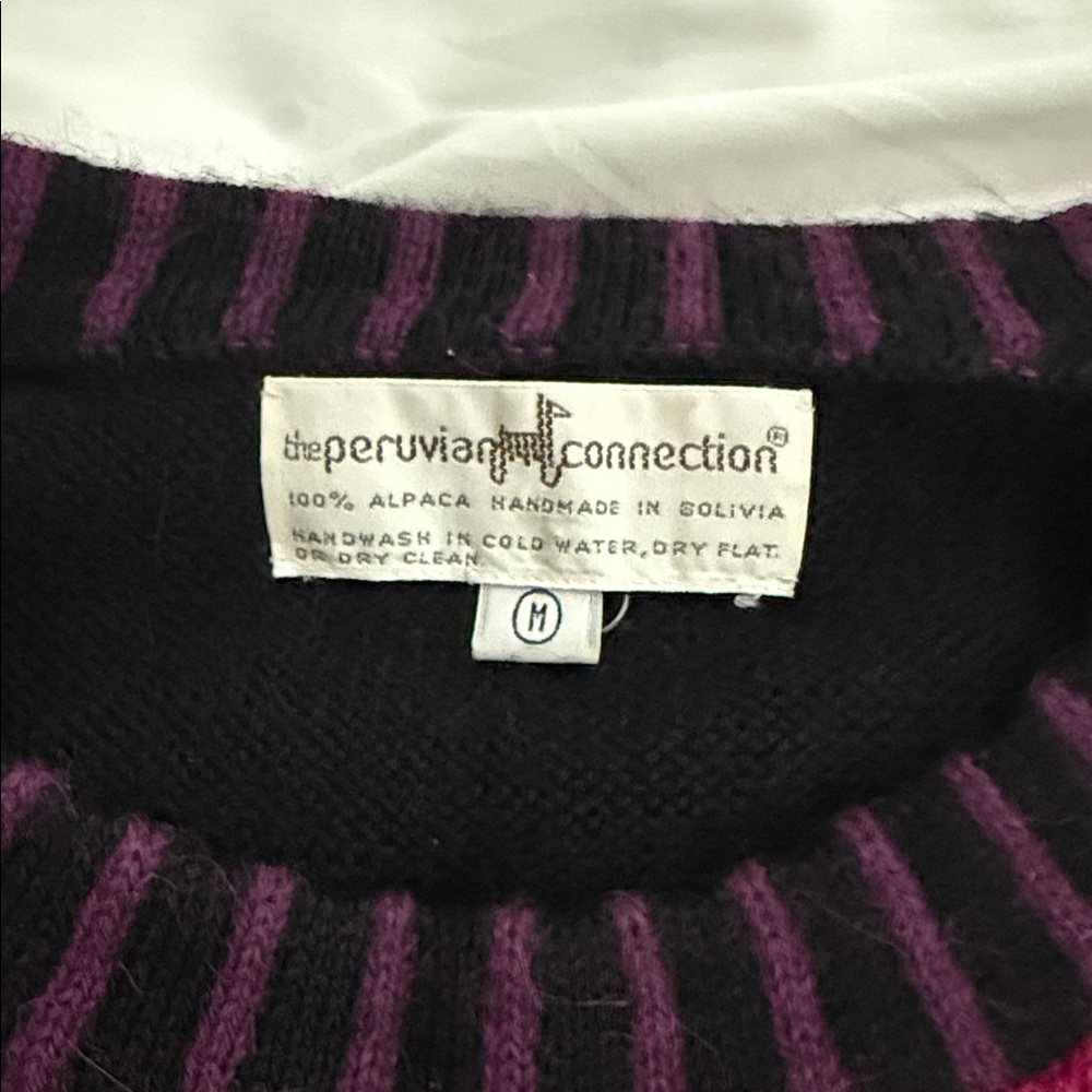 Peruvian Connection Bright Floral Crewneck Sweater in Red, Pink, Purple, Black - Picture 2 of 2